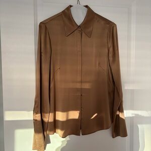 Banana Republic Silk Button-Front Golden Camel Blouse